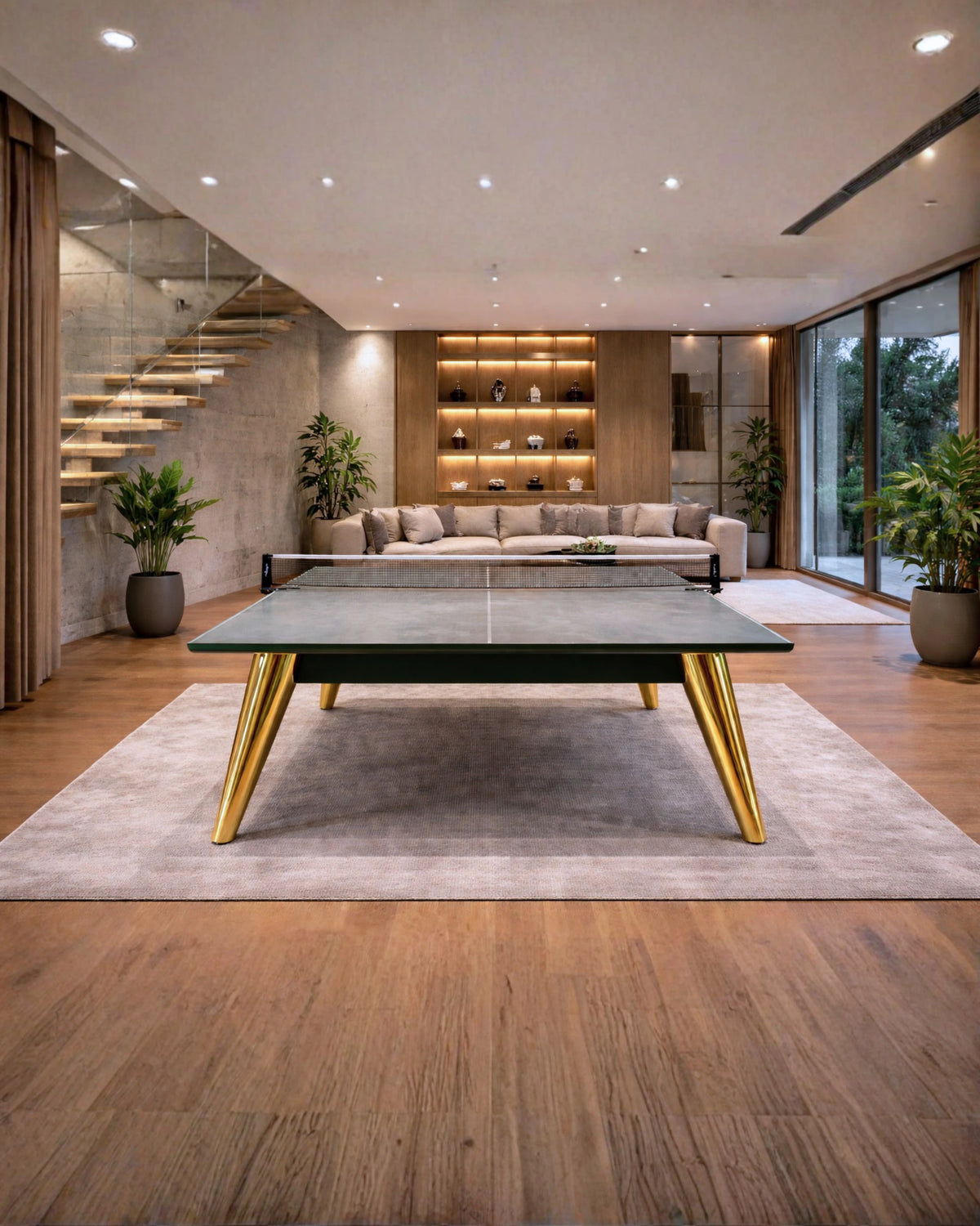 Pietra Oro Tennis Table in a room setting