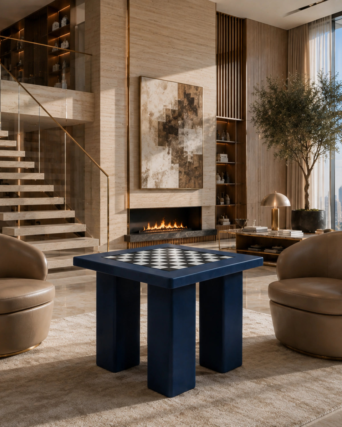 Azure Chess Table in a room setting